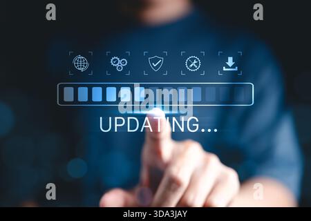 Update software application upgrade technology concept. Software update or Operating system, patch update, updating progress bar, Install app patch, Stock Photo