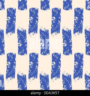 Small dash blue lines seamless pattern. Surface pattern design geometric handmade short vertical bricks motif. Hand drawn mini streaks texture. Vector Stock Vector