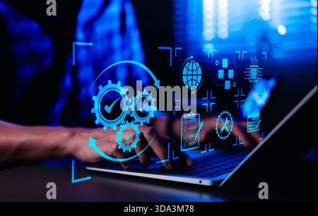 Automation concept. Business Process Automation and Optimization. Professional working with digital automation, workflow optimization, and efficiency Stock Photo