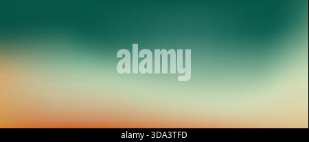 Green beige orange gradient background. Teal orange retro gradation texture. Vector design abstract bg. Wavy colorful vintage poster wall. Light leak. Stock Vector