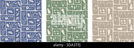 Tennis-themed seamless patterns bento grid rackets, balls and bows. Retro monochrome patchwork sport coquette prints with continuous repeating design Stock Vector