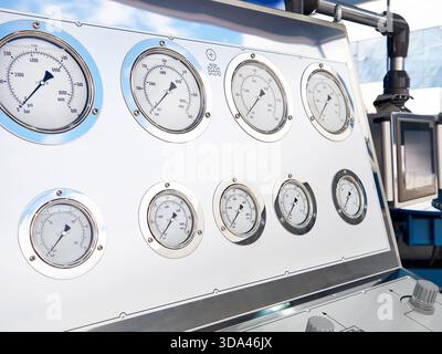 Control panel for pneumohydraulic pumping station Stock Photo