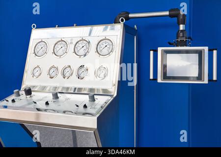 Control panel for pneumohydraulic pumping station Stock Photo