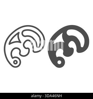 Curly ruler with forms line and solid icon, sewing tools concept. Vector graphics. Ruler for artwork contour drawing, stationery sign on white backgro Stock Vector