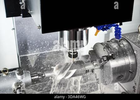Liquid cooled lathe at the exhibition Stock Photo