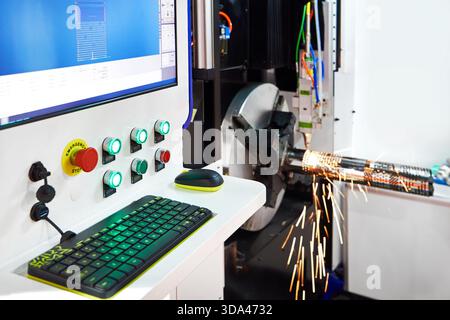 Metal laser cutting machine control panel Stock Photo