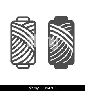 Threads spool for knitting line and solid icon, sewing tools concept. Vector graphics. Spool of threads, handicraft accessory sign on white background Stock Vector