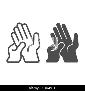 Two hands line and solid icon, family therapy concept. Vector graphics. Hands of adult and child palm, care sign on white background, outline style ic Stock Vector