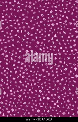 Seamless pattern with randomly many small pink snowflakes on wine red background. Romantic red, pink winter vector background. Wedding decor. Stock Vector