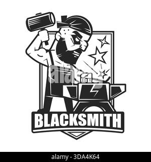 blacksmith isolated vector symbol, stylized retro emblem template Stock Vector