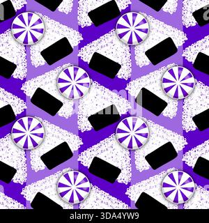 Japanese food onigiri seamless cartoon kawaii rice ball pattern for wrapping paper and kids clothes print and menu and restaurants accessories and fab Stock Photo