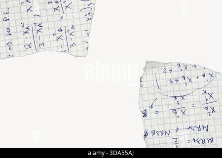 Math Paper Ripped Pieces of torn grid paper isolated on white background Stock Photo - Alamy