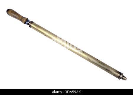 Old bicycle pump created from brass Stock Photo