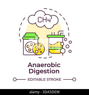 Anaerobic digestion multi color concept icon Stock Vector