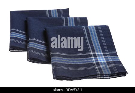 Folded handkerchiefs isolated on white. Stylish accessory Stock Photo