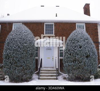 two-story red brick house in Ottawa Stock Photo