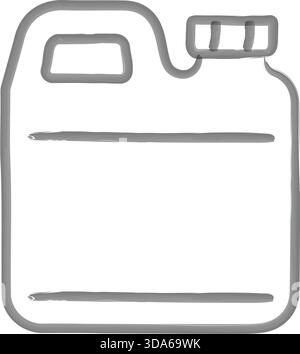 Portable fuel can with a built-in handle and capped spout, shown as a simple gray outline icon for storage and transport. Stock Vector