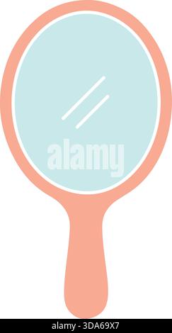 Simple handheld mirror with round reflective face and short handle. Stock Vector