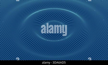 3d futuristic sound wave background, dot particle wavy surface. 3d particle sound pulse vector futuristic radial wallpaper, music or audion pulse wave ripple motion background with blue dots surface Stock Vector
