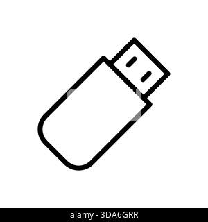 A clean and minimalistic outline illustration of a USB flash drive, representing digital storage solutions. Ideal for technology and data-related proj Stock Vector