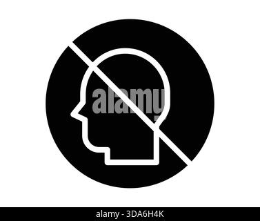 A striking black-and-white icon representing the prohibition of head and face imagery. This simple yet effective design conveys a message of restricti Stock Vector