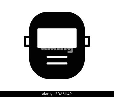 Minimalist black silhouette of a welding helmet, representing safety and protection in industrial settings. Ideal for safety-themed designs and graphi Stock Vector