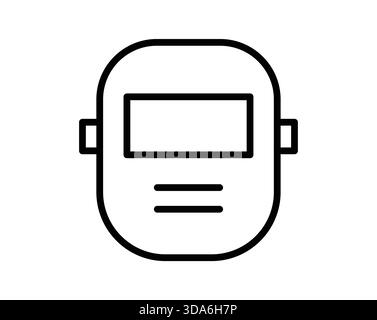 This simple line art illustration depicts a welding mask against a plain white backdrop, perfect for industry-related projects and educational materia Stock Vector