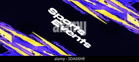 Abstract Sports Event Background with Dynamic Brush Strokes and Halftone Pattern. Scratch and Texture Elements For Design Stock Vector