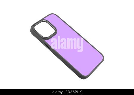 Mobile phone case isolated on white background. Smart phone case isolated. Modern silicone case for smartphone or phone with cutouts for the camera. Stock Photo
