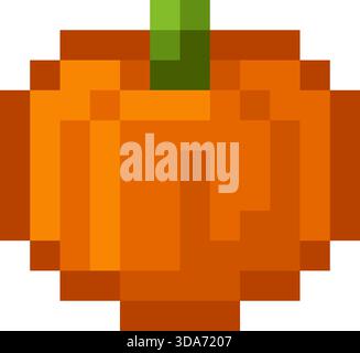 Pumpkin Vegetables Pixel Art Icon Design Stock Vector