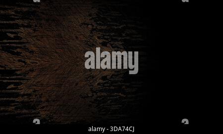 Dark wood grain texture background with deep brown, reddish tones and pronounced cross-hatching fading into complete blackness on right. It suggests w Stock Photo