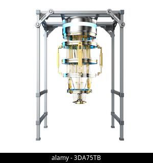 3d rendering golden quantum computer machine isolated on white Stock Photo