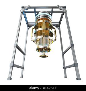 3d rendering golden quantum computer machine isolated on white Stock Photo