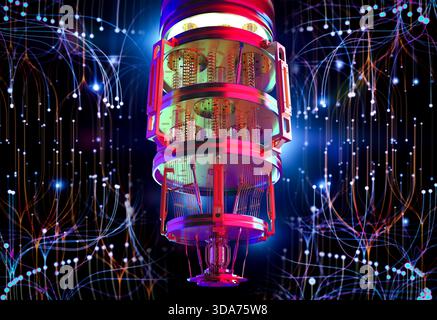 3d rendering quantum computer machine working for big data analysis Stock Photo