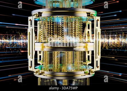 3d rendering quantum computer machine working for big data analysis Stock Photo