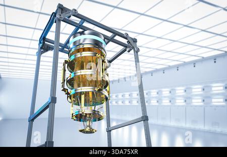 3d rendering quantum computer machine in laboratory Stock Photo