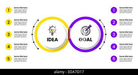 Infographic template with ideas and goals. Can be used for workflow layout, diagram, banner, webdesign. Vector illustration Stock Vector