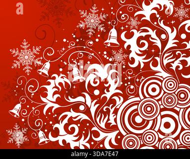 Floral background with snowflake, bell, element for design, vector illustration Stock Vector