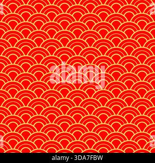 Chinese traditional New Year Seamless Pattern. Gold and Red New Year and Christmas Vector illustration Stock Vector