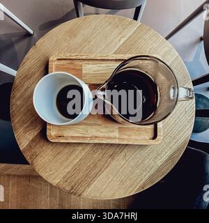 Black filter coffee , mug and jug Stock Photo