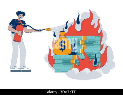 Currency devaluation doodle illustration concept Stock Vector