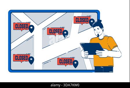 Establishments closed doodle illustration concept Stock Vector