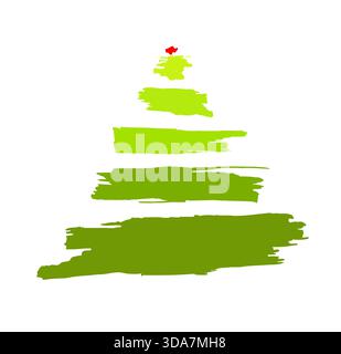 Christmas tree made of paint strokes. hand drawing. Not AI, Vector illustrations Stock Vector