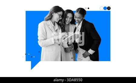 Three Business Professionals Are Engaged in a Brainstorming Session Stock Photo