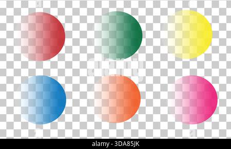 Colorful Gradient Circle Elements Set with Transparent Background Soft Blended Round Shapes in Red Green Yellow Blue Orange and Pink Ideal for Modern Stock Vector