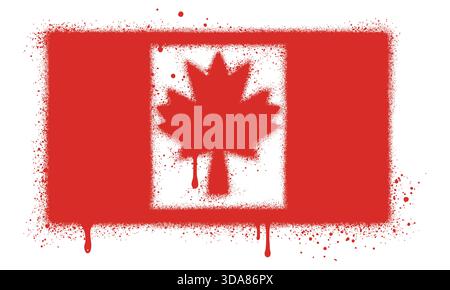Canadian flag in graffiti style with black spray paint. Stock Vector