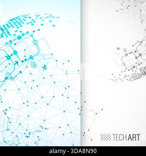 Abstract communication technology design background with highlighted blue sector. Vector Stock Vector