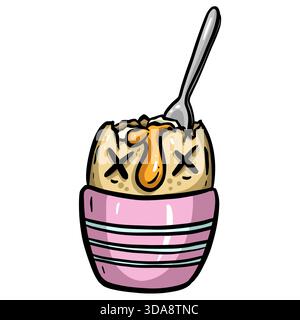 Cartoon boiled egg character for breakfast meal funny mascot illustration Stock Photo