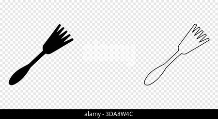 Forks, solid and outlined, minimalist kitchen utensil icons with clean lines on transparent background. Stock Vector