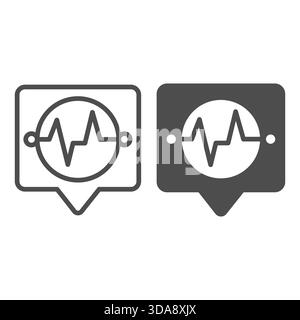 Dialog popup bubble with pulsation wave in circle line and solid icon, osint analytics concept. Vector graphics. Data sensitivity sign on white backgr Stock Vector